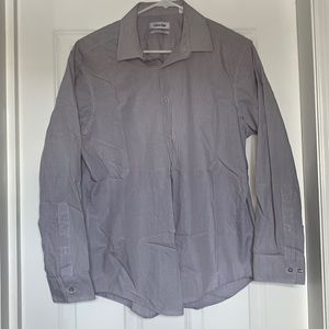 Men’s Calvin Klein Dress Shirt in Size Neck 15.5 32/33 in White Check Print